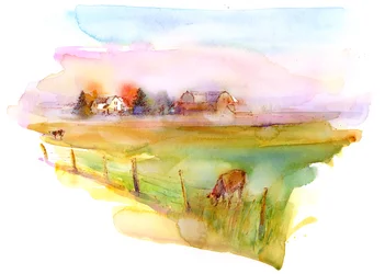 Landschaftsszene mit Kühen, 2016